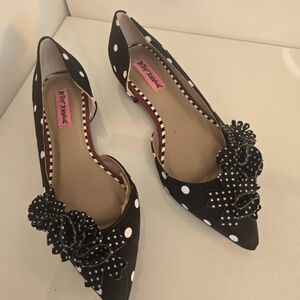 Betsey Johnson Black and White Polka Dot Flats
